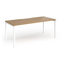 Connex Goal-Post 1800 X 800 x 725mm Single Desk - White Frame / Oak Top