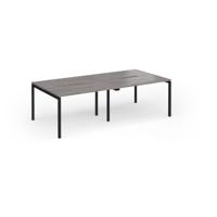 Connex Goal-Post 2400 x 1200 x 725mm Back to Back Desk (4 x 1200mm) - Black Frame / Grey Oak Top
