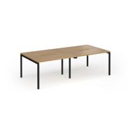 Connex Goal-Post 2400 x 1200 x 725mm Back to Back Desk (4 x 1200mm) - Black Frame / Oak Top