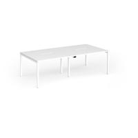 Connex Goal-Post 2400 x 1200 x 725mm Back to Back Desk (4 x 1200mm) - White Frame / White Top