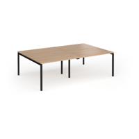 Connex Goal-Post 2400 x 1600 x 725mm Back to Back Desk (4 x 1200mm) - Black Frame / Beech Top
