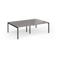 Connex Goal-Post 2400 x 1600 x 725mm Back to Back Desk (4 x 1200mm) - Black Frame / Grey Oak Top
