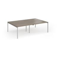 Connex Goal-Post 2400 x 1600 x 725mm Back to Back Desk (4 x 1200mm) - Silver Frame / Nebraska Oak Top