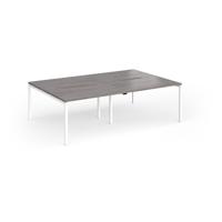 Connex Goal-Post 2400 x 1600 x 725mm Back to Back Desk (4 x 1200mm) - White Frame / Grey Oak Top