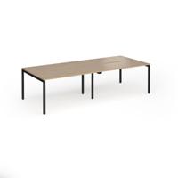 Connex Goal-Post 2800 x 1200 x 725mm Back to Back Desk (4 x 1400mm) - Black Frame / Kendal Oak Top