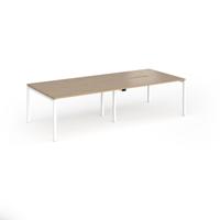 Connex Goal-Post 2800 x 1200 x 725mm Back to Back Desk (4 x 1400mm) - White Frame / Kendal Oak Top