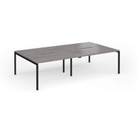 Connex Goal-Post 2800 x 1600 x 725mm Back to Back Desk (4 x 1400mm) - Black Frame / Grey Oak Top