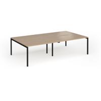Connex Goal-Post 2800 x 1600 x 725mm Back to Back Desk (4 x 1400mm) - Black Frame / Kendal Oak Top