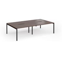 Connex Goal-Post 2800 x 1600 x 725mm Back to Back Desk (4 x 1400mm) - Black Frame / Walnut Top