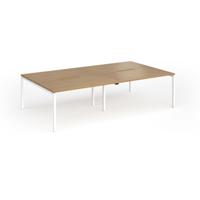 Connex Goal-Post 2800 x 1600 x 725mm Back to Back Desk (4 x 1400mm) - White Frame / Oak Top