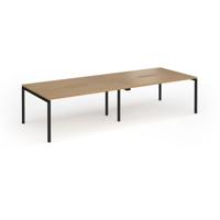 Connex Goal-Post 3200 x 1200 x 725mm Back to Back Desk (4 x 1600mm) - Black Frame / Oak Top