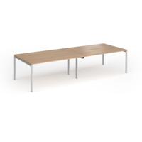 Connex Goal-Post 3200 x 1200 x 725mm Back to Back Desk (4 x 1600mm) - Silver Frame / Beech Top