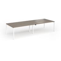 Connex Goal-Post 3200 x 1200 x 725mm Back to Back Desk (4 x 1600mm) - White Frame / Nebraska Oak Top