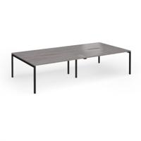 Connex Goal-Post 3200 x 1600 x 725mm Back to Back Desk (4 x 1600mm) - Black Frame / Grey Oak Top
