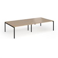 Connex Goal-Post 3200 x 1600 x 725mm Back to Back Desk (4 x 1600mm) - Black Frame / Kendal Oak Top