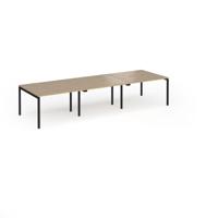 Connex Goal-Post 3600 x 1200 x 725mm Back to Back Desk (6 x 1200mm) - Black Frame / Kendal Oak Top