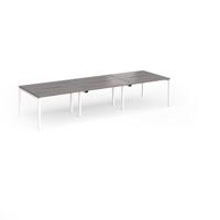 Connex Goal-Post 3600 x 1200 x 725mm Back to Back Desk (6 x 1200mm) - White Frame / Grey Oak Top