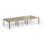Connex Goal-Post 3600 x 1600 x 725mm Back to Back Desk (6 x 1200mm) - Black Frame / Kendal Oak Top