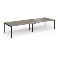Connex Goal-Post 3600 x 1200 x 725mm Back to Back Desk (4 x 1800mm) - Black Frame / Nebraska Oak Top