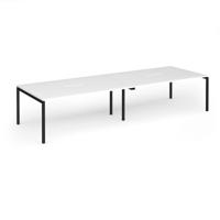 Connex Goal-Post 3600 x 1200 x 725mm Back to Back Desk (4 x 1800mm) - Black Frame / White Top