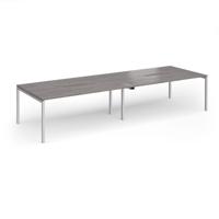 Connex Goal-Post 3600 x 1200 x 725mm Back to Back Desk (4 x 1800mm) - Silver Frame / Grey Oak Top