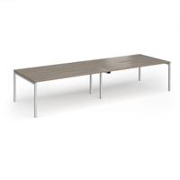 Connex Goal-Post 3600 x 1200 x 725mm Back to Back Desk (4 x 1800mm) - Silver Frame / Nebraska Oak Top