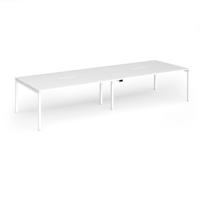 Connex Goal-Post 3600 x 1200 x 725mm Back to Back Desk (4 x 1800mm) - White Frame / White Top