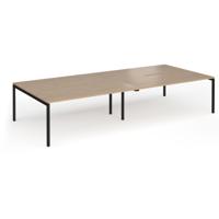 Connex Goal-Post 3600 x 1600 x 725mm Back to Back Desk (4 x 1800mm) - Black Frame / Kendal Oak Top
