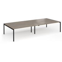Connex Goal-Post 3600 x 1600 x 725mm Back to Back Desk (4 x 1800mm) - Black Frame / Nebraska Oak Top