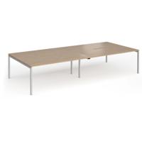 Connex Goal-Post 3600 x 1600 x 725mm Back to Back Desk (4 x 1800mm) - Silver Frame / Kendal Oak Top