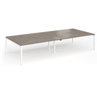 Connex Goal-Post 3600 x 1600 x 725mm Back to Back Desk (4 x 1800mm) - White Frame / Nebraska Oak Top