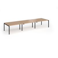 Connex Goal-Post 4200 x 1200 x 725mm Back to Back Desk (6 x 1400mm) - Black Frame / Beech Top