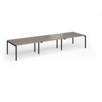 Connex Goal-Post 4200 x 1200 x 725mm Back to Back Desk (6 x 1400mm) - Black Frame / Nebraska Oak Top