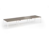 Connex Goal-Post 4200 x 1200 x 725mm Back to Back Desk (6 x 1400mm) - White Frame / Nebraska Oak Top