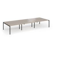 Connex Goal-Post 4200 x 1600 x 725mm Back to Back Desk (6 x 1400mm) - Black Frame / Nebraska Oak Top