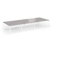 Connex Goal-Post 4200 x 1600 x 725mm Back to Back Desk (6 x 1400mm) - White Frame / Grey Oak Top