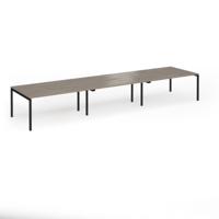 Connex Goal-Post 4800 x 1200 x 725mm Back to Back Desk (6 x 1600mm) - Black Frame / Nebraska Oak Top