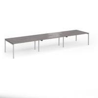 Connex Goal-Post 4800 x 1200 x 725mm Back to Back Desk (6 x 1600mm) - Silver Frame / Grey Oak Top