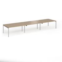 Connex Goal-Post 4800 x 1200 x 725mm Back to Back Desk (6 x 1600mm) - Silver Frame / Kendal Oak Top