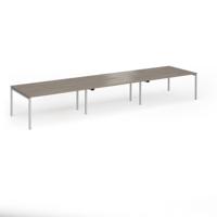 Connex Goal-Post 4800 x 1200 x 725mm Back to Back Desk (6 x 1600mm) - Silver Frame / Nebraska Oak Top