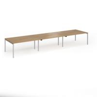 Connex Goal-Post 4800 x 1200 x 725mm Back to Back Desk (6 x 1600mm) - Silver Frame / Oak Top