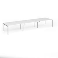 Connex Goal-Post 4800 x 1200 x 725mm Back to Back Desk (6 x 1600mm) - Silver Frame / White Top