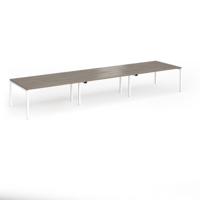 Connex Goal-Post 4800 x 1200 x 725mm Back to Back Desk (6 x 1600mm) - White Frame / Nebraska Oak Top