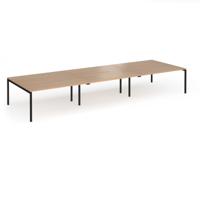 Connex Goal-Post 4800 x 1600 x 725mm Back to Back Desk (6 x 1600mm) - Black Frame / Beech Top