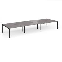 Connex Goal-Post 4800 x 1600 x 725mm Back to Back Desk (6 x 1600mm) - Black Frame / Grey Oak Top