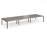 Connex Goal-Post 4800 x 1600 x 725mm Back to Back Desk (6 x 1600mm) - Black Frame / Nebraska Oak Top