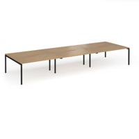 Connex Goal-Post 4800 x 1600 x 725mm Back to Back Desk (6 x 1600mm) - Black Frame / Oak Top