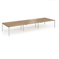 Connex Goal-Post 4800 x 1600 x 725mm Back to Back Desk (6 x 1600mm) - Silver Frame / Oak Top