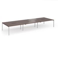 Connex Goal-Post 4800 x 1600 x 725mm Back to Back Desk (6 x 1600mm) - Silver Frame / Walnut Top