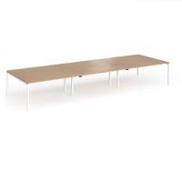 Connex Goal-Post 4800 x 1600 x 725mm Back to Back Desk (6 x 1600mm) - White Frame / Beech Top